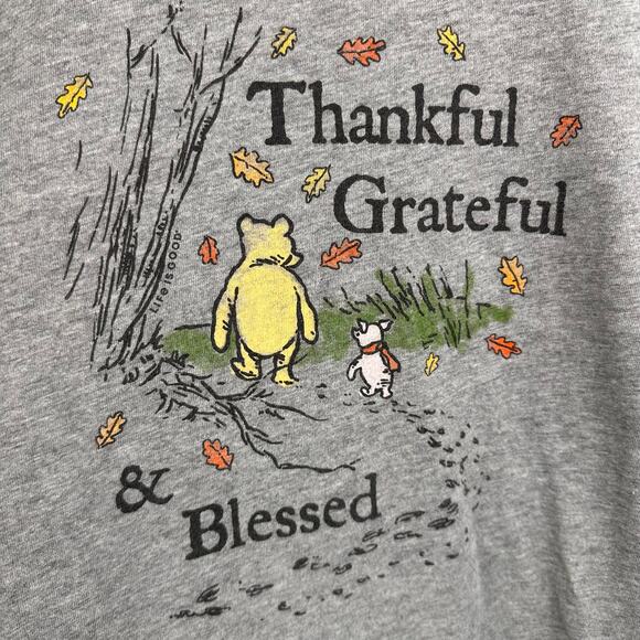 Life Is Good Winnie the Pooh Piglet Thankful Grateful Blessed Long Sleeve Med - Picture 5 of 8